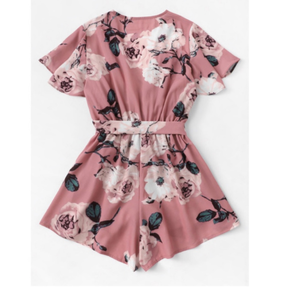 PENZEE Floral Print Waist Tie Romper - Picture 2 of 2